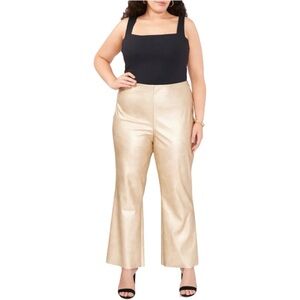 NWT $99 Vince Camuto – Soft Gold Faux-Leather Side-Zip Pants (Plus Size)